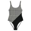 The Art Series (Houndstooth) One Piece Swimsuit brown white front art concierge clothing jpg