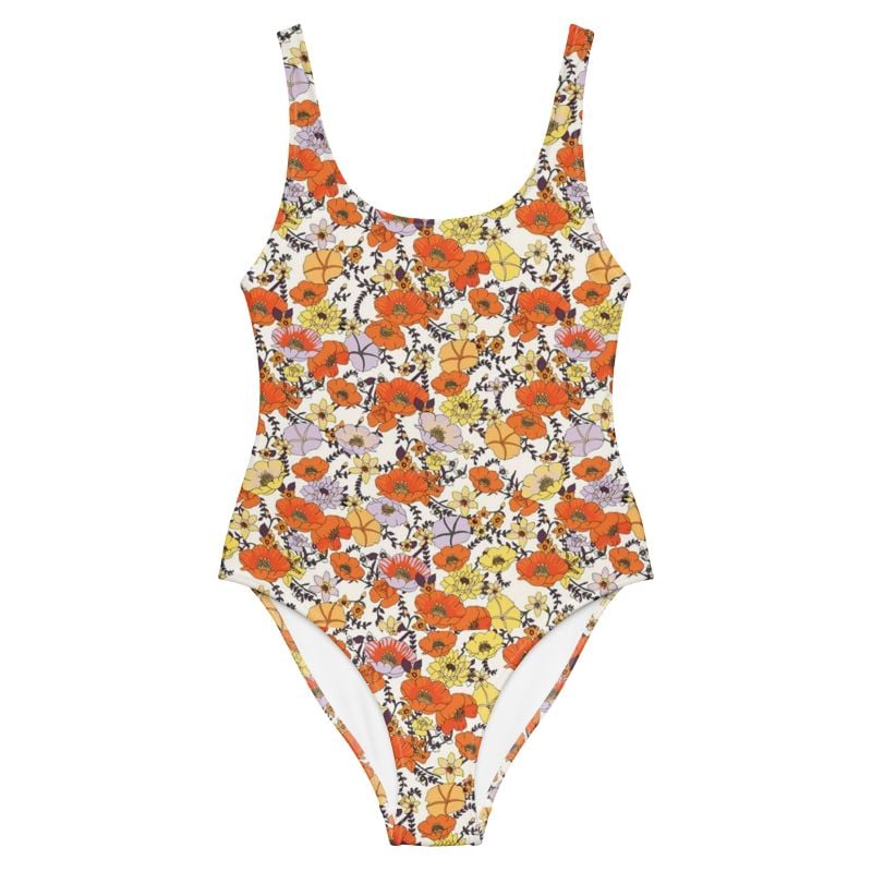 The Art Series (Red Garden) One Piece Swimsuit red yellow front art concierge clothing jpg