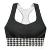 The Art Series (Houndstooth) Longline Sports Bra brown white front art concierge clothing jpg