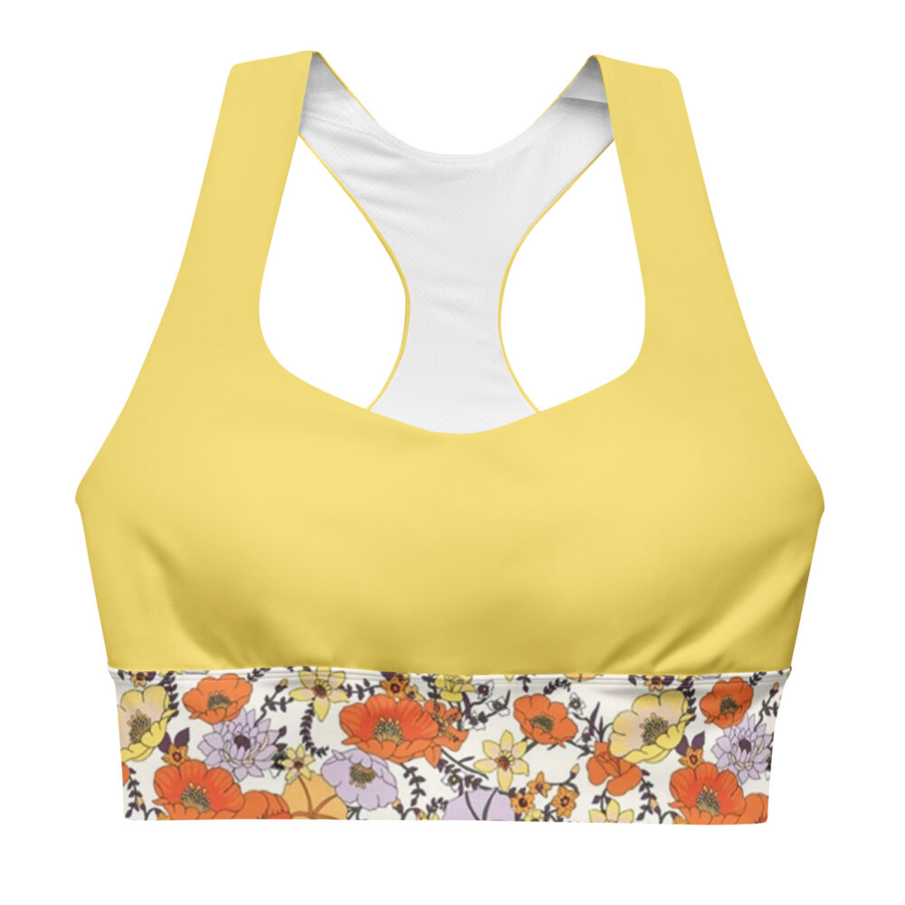 The Art Series (Red Garden) Longline Sports Bra longline sports bra white yellow red front art concierge clothing jpg