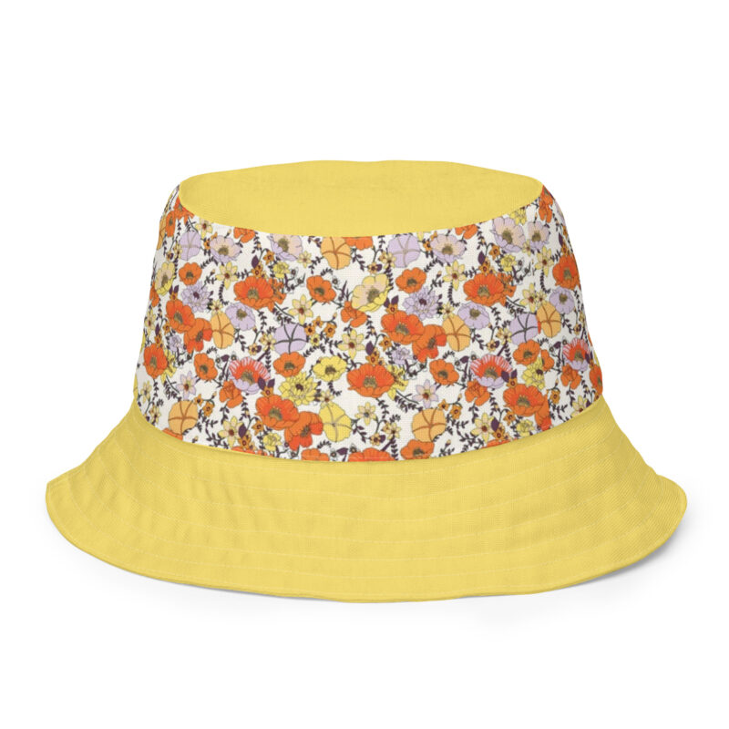 The Art Series (Red Garden) Bucket Hat red yellow white front outside art concierge clothing jpg