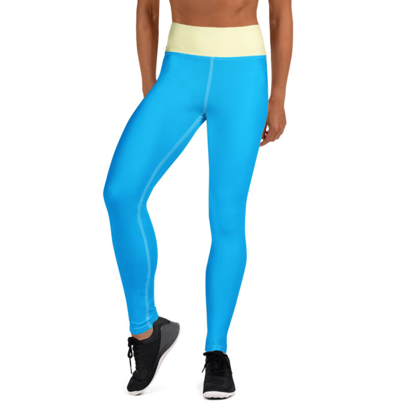 The Bauhaus Series (Cream and Deep Blue Sky) Yoga Leggings cream deep blue front art concierge clothing jpg