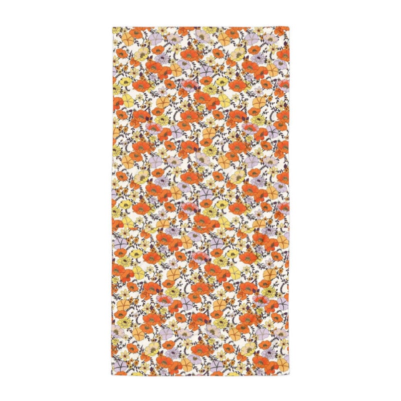 The Art Series (Red Garden) Beach Towel red yellow 30x60 flat art concierge clothing jpg