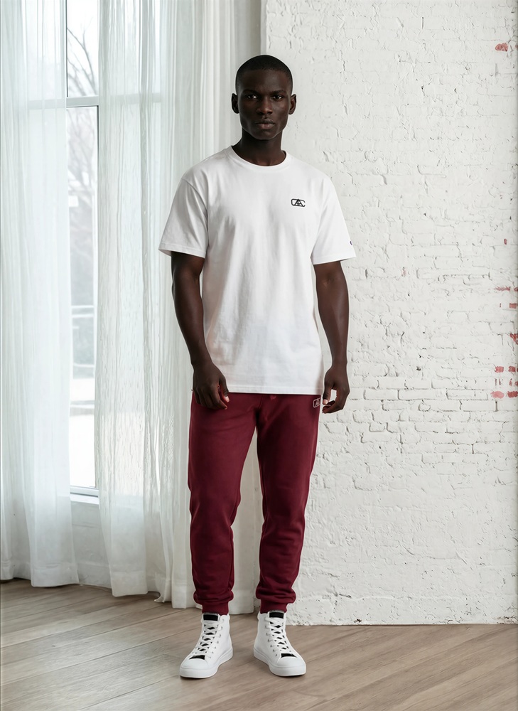 maroon Javen Lofty Look Javen Lofty Look A PLAIN MAROON SET OF FLEECE SWEATPANTS Champion T shirt Canvas High Tops maroon front art concierge clothing jpg