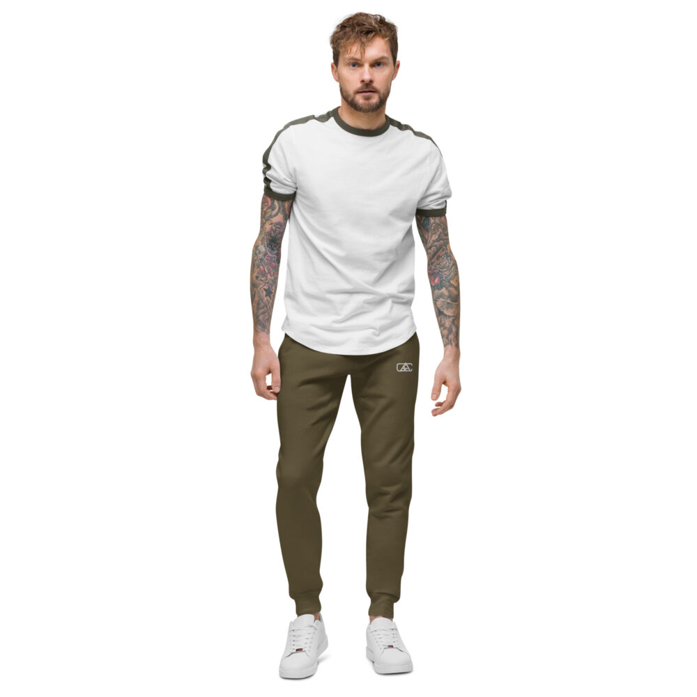 A PLAIN MILITARY GREEN SET OF FLEECE SWEATPANTS military green front art concierge clothing jpg