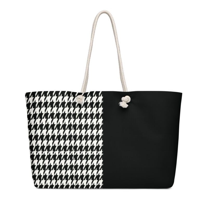 The Art Series (Houndstooth) Oversized Weekender Bag brown white 24x13 front art concierge clothing jpg
