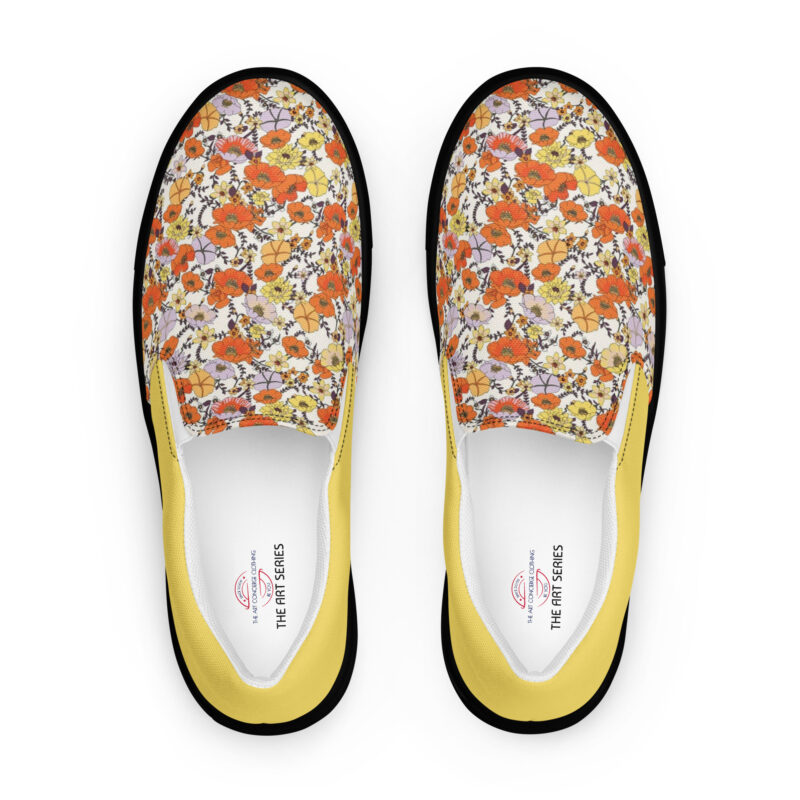 The Art Series (Red Garden) Women’s Slip-on Canvas Shoes red yellow black front art concierge clothing jpg