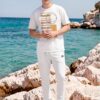 Booker Limestone Rocks The Art Series (Mexican Triangles) Champion T-shirt Fleece Joggers Canvas Deck Shoes multi-colored triangles white front art concierge clothing JPG