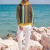 Jordan Limestone Rocks Jordan Limestone Rocks The Stripes Series (Rainbow) Hoodie Fleece Joggers Canvas Deck Shoe Multicoloured Stripes green white front Art Concierge Clothing jpg