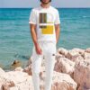 Jordan Limestone Rocks The Stripes Series (Rainbow) Champion T-Shirt Fleece Joggers Canvas Deck Shoe multicoloured stripes green white front art concierge clothing jpg