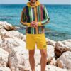 Jordan Limestone Rocks The Stripes Series (Rainbow) Swim Trunks Green front Art Concierge Clothing jpg