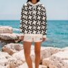 Kaia Limestone Rocks The Art Series (Four Points) Hoodie Swim Trunks pink black white front art concierge clothing jpg