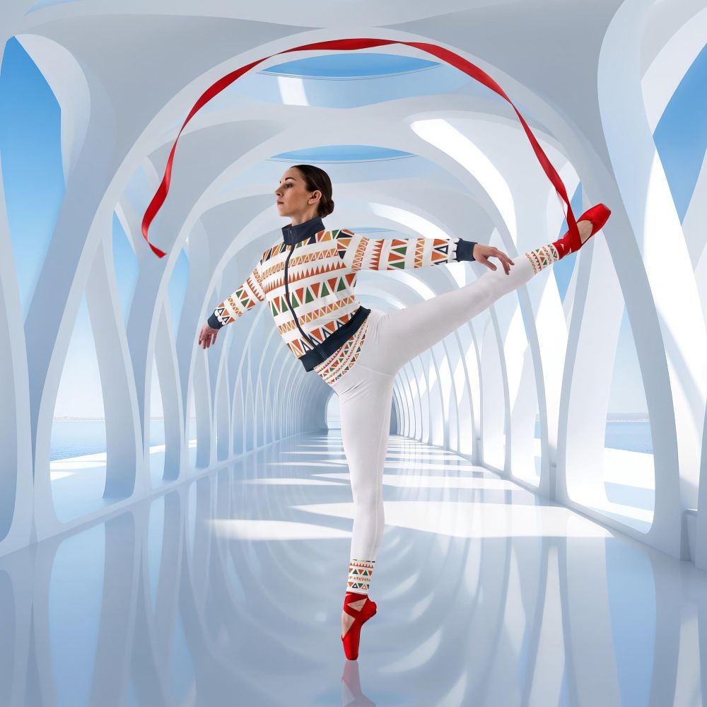 The Art Series (Mexican Triangles) Track Jacket Yoga Leggings multi color white front art concierge clothing jpg