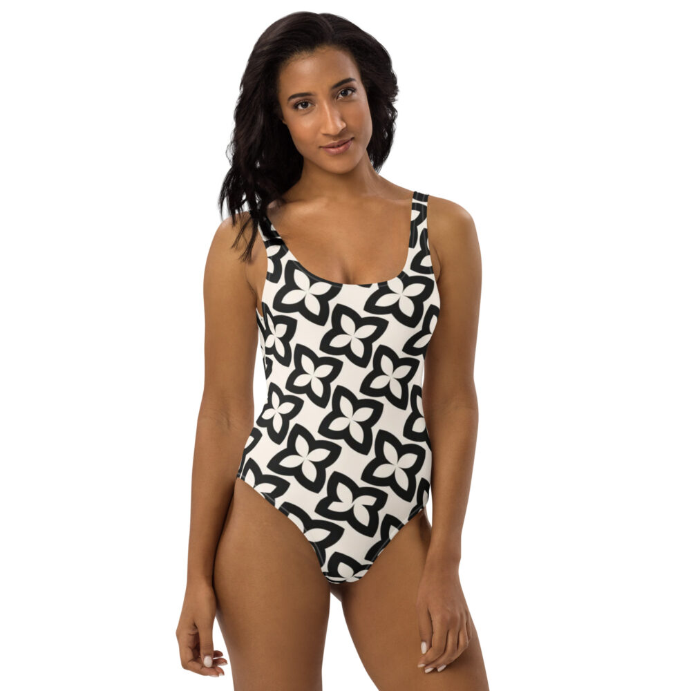The Art Series (Four Points) One-Piece Swimsuit pink black front art concierge clothing jpg
