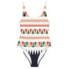 The Art Series (Mexican Triangles) One-Piece Swimsuit colored triangles white front art concierge clothing jpg