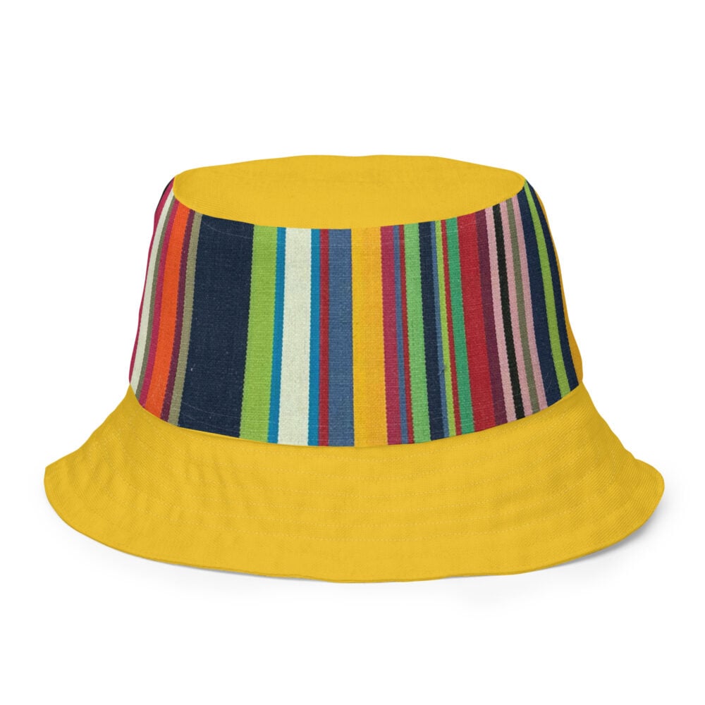 The Stripes Series (Rainbow) Bucket Hat Multicoloured Stripes Green front outside art concierge clothing jpg