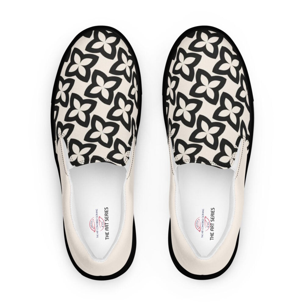The Art Series (Four Points) Men’s Slip-on Canvas Shoes pink black front art concierge clothing jpg