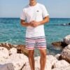 Chace Limestone Rocks The Stripes Series (Classic Red and Blue) Swim Trunks canvas deck shoes champion t-shirt red blue white front art concierge clothing jpg