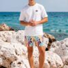 Chace Limestone Rocks The Floral Series (Thoughts on Matisse) Swim Trunks canvas decks shoe champion t shirt grey green front art concierge clothing