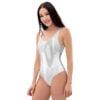 The Bauhaus Series (Grey Circles) One Piece Swimsuit grey white front art concierge clothing 4