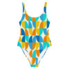 The Bauhaus Series (Circles) One-piece Swimsuit multi-colored front art concierge clothing jpg