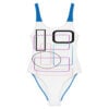 The Art Series (Geometric Shapes) One-Piece Swimsuit black blue white front art concierge clothing jpg