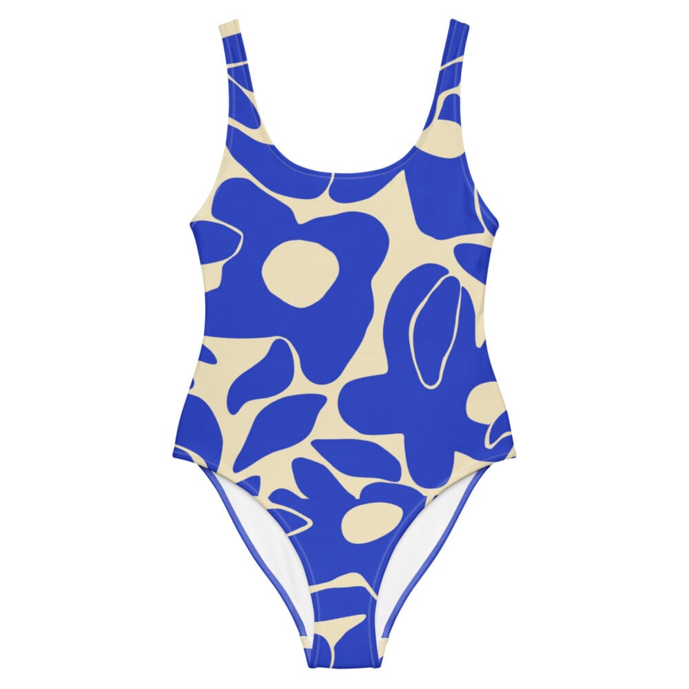 The Art Series (Ode to Matisse) One-Piece Swimsuit blue beige front art concierge clothing jpg