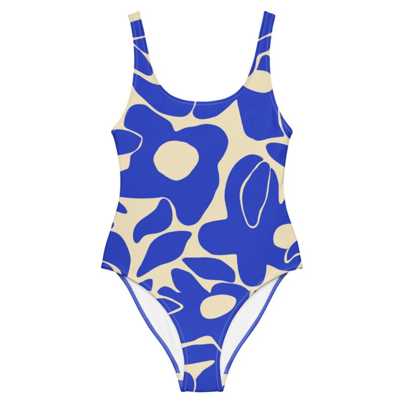 The Art Series (Ode to Matisse) One-Piece Swimsuit blue beige front art concierge clothing jpg