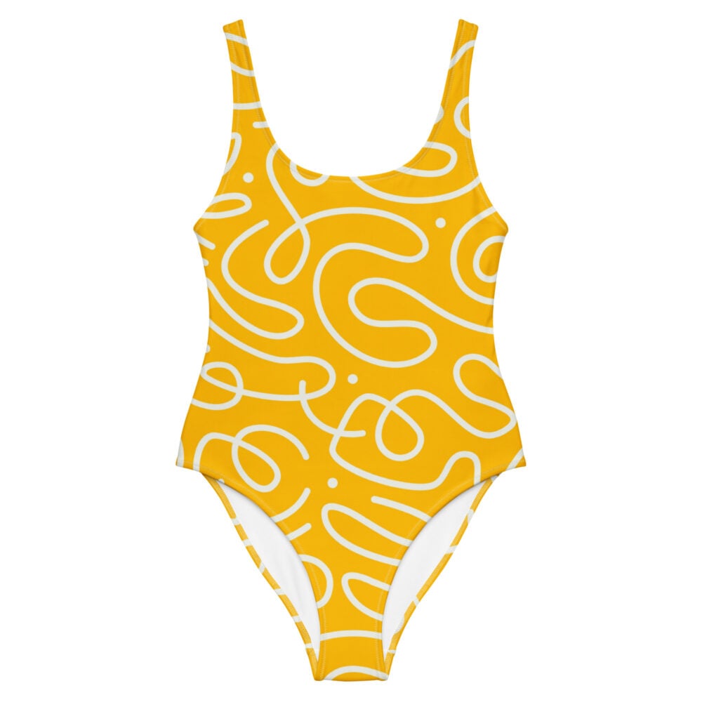 The Art Series (Ode to Matisse in Yellow) One-Piece Swimsuit yellow white front art concierge clothing jpg