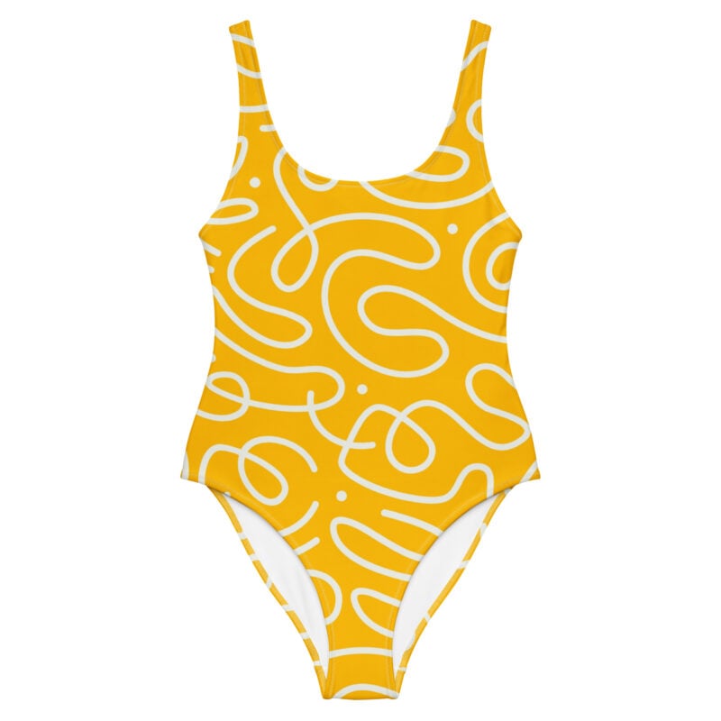The Art Series (Ode to Matisse in Yellow) One-Piece Swimsuit yellow white front art concierge clothing jpg
