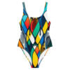 The Cartoon Series (Painted Rackets) One Piece Swimsuit multi colored front art concierge clothing jpg
