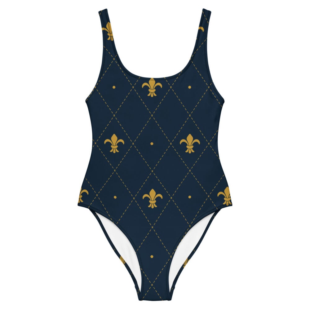 The Art Series (Fleur de Lis) One-Piece Swimsuit black front art concierge clothing jpg