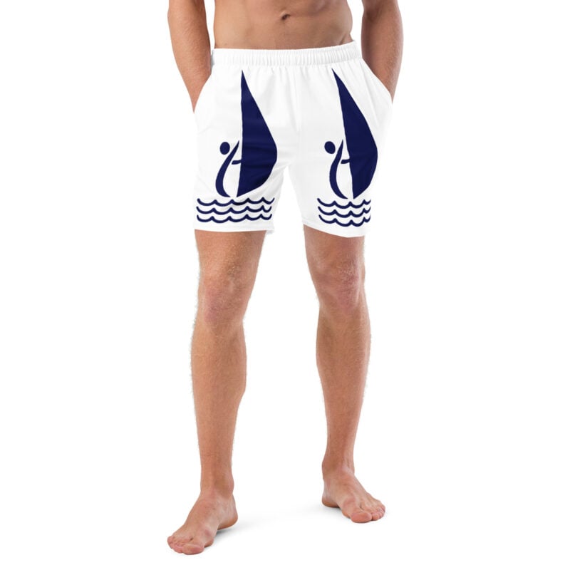 The Nautical Sailing Ship Swim Trunks blue and white front art concierge clothing jpg