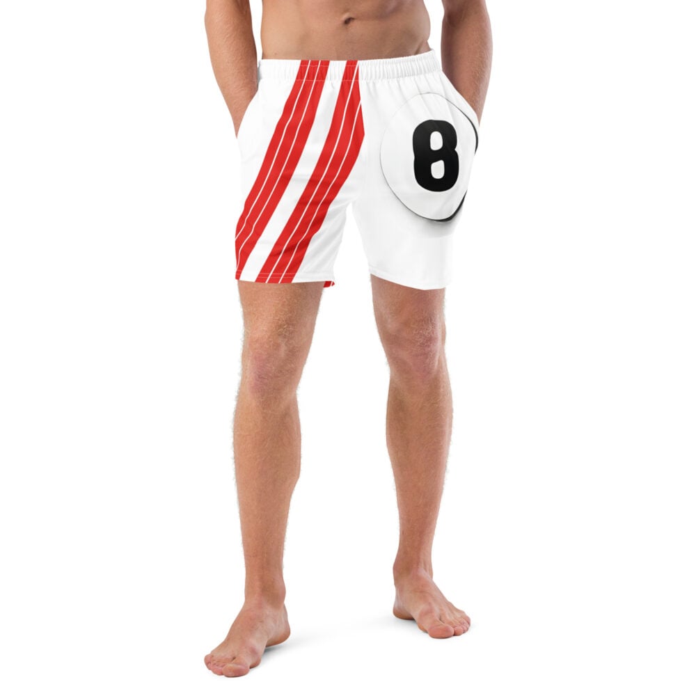 The Art Series (Ode to Steve McQueen) Swim Trunks Ferrari red and white front art concierge clothing jpg