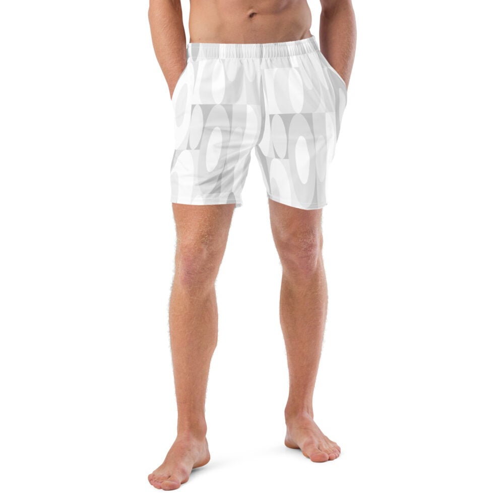 The Bauhaus Series (Grey Circles) Swim Trunks grey front art concierge clothing jpg