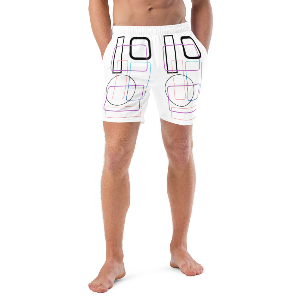 The Art Series (Geometric Shapes) Swim Trunks blue black white front art concierge clothing jpg