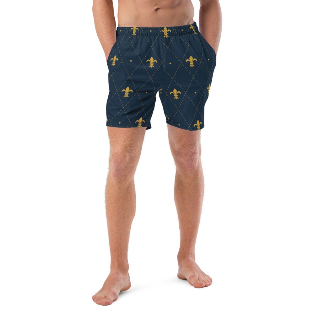 The Art Series (Fleur de Lis) Swim Trunks black gold front art concierge clothing jpg