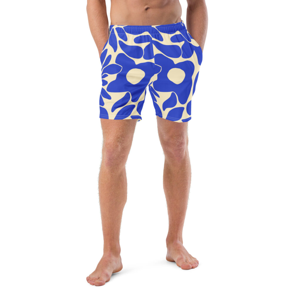The Art Series (Ode to Matisse in Blue) Swim Trunks blue white front art concierge clothing jpg