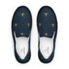 The Art Series (Fleur de Lis) Men’s Slip-on Canvas Shoes gold black front art concierge clothing jpg