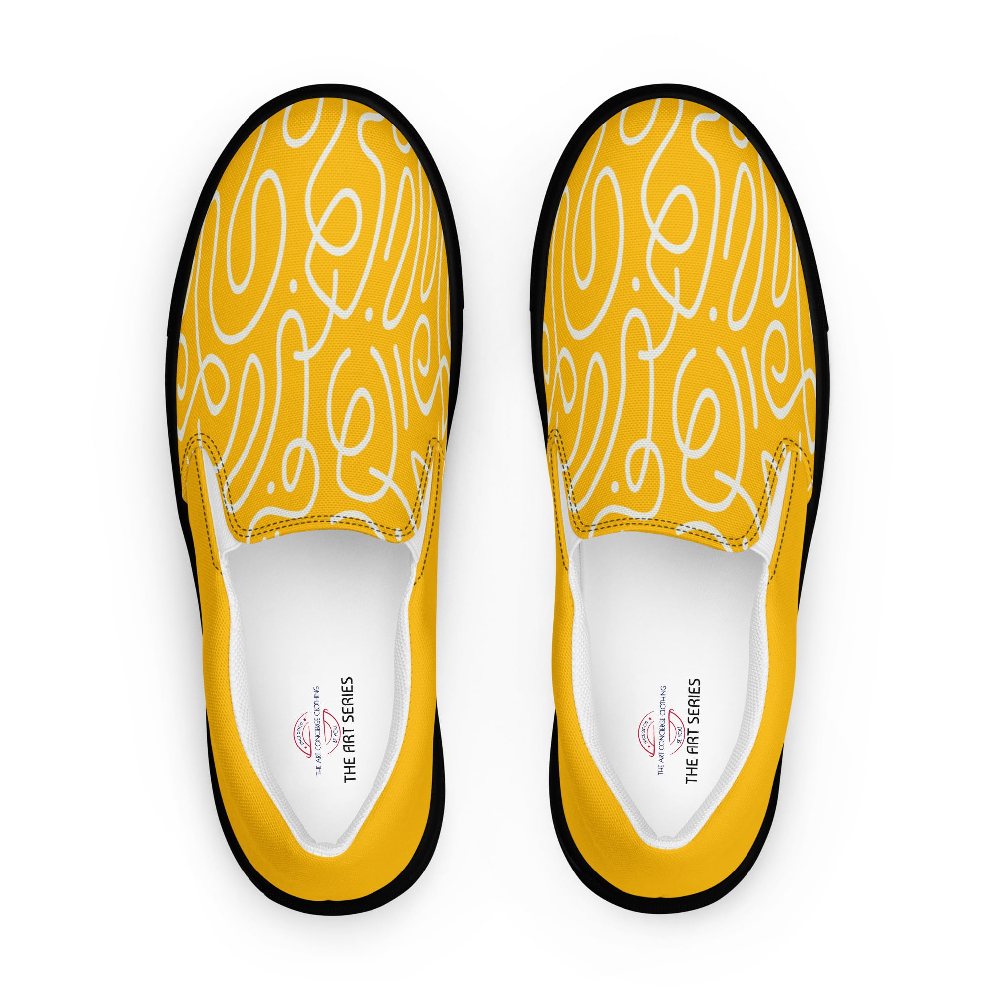 The Art Series (Ode to Matisse in Yellow) Women’s Slip-on Canvas Shoes yellow black front art concierge clothing jpg