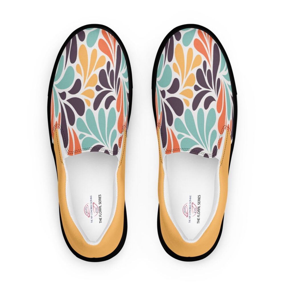 The Floral Series (Thoughts on Matisse) Women’s Slip-on Canvas Shoes grey green black front art concierge clothing jpg