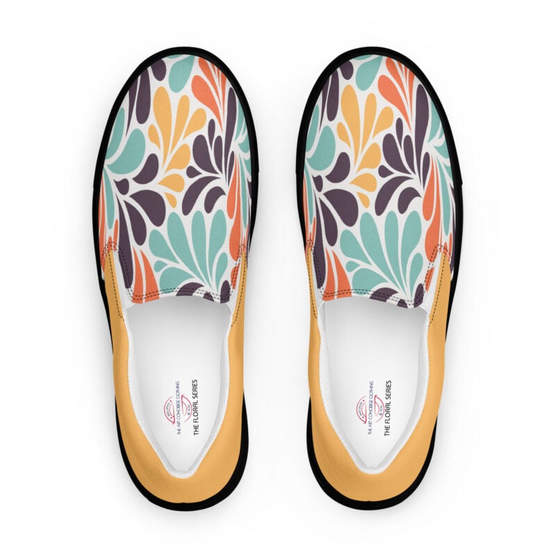 The Floral Series (Thoughts on Matisse) Women’s Slip-on Canvas Shoes grey green black front art concierge clothing jpg