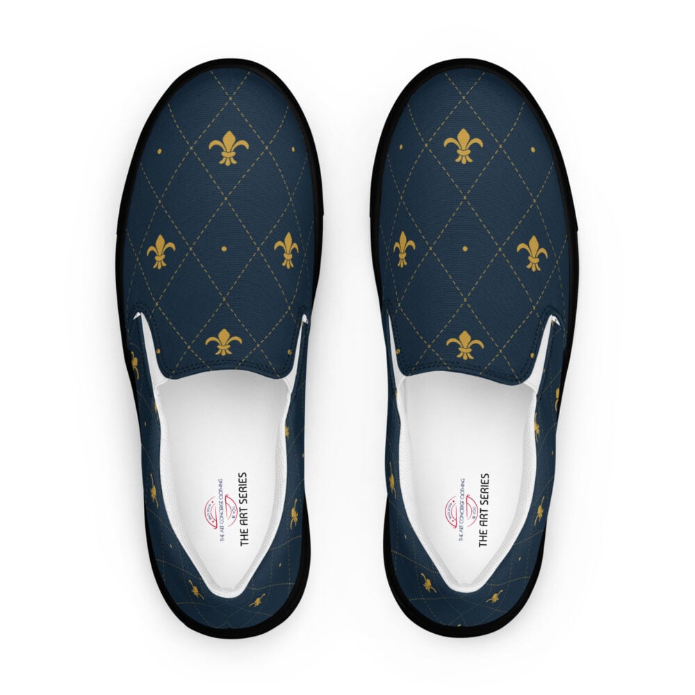 The Art Series (Fleur de Lis) Women’s Slip-on Canvas Shoes black front art concierge clothing jpg