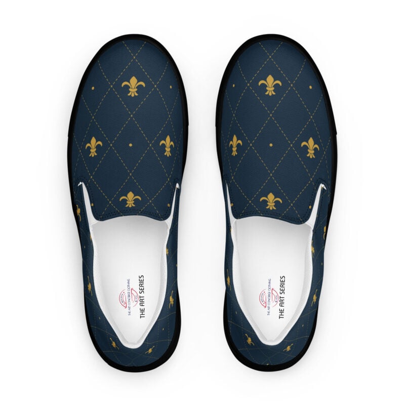 The Art Series (Fleur de Lis) Women’s Slip-on Canvas Shoes black front art concierge clothing jpg