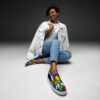The Cartoon Series (Painted Rackets) Women’s Slip-on Deck Shoes multi-colored white front art concierge clothing jpg
