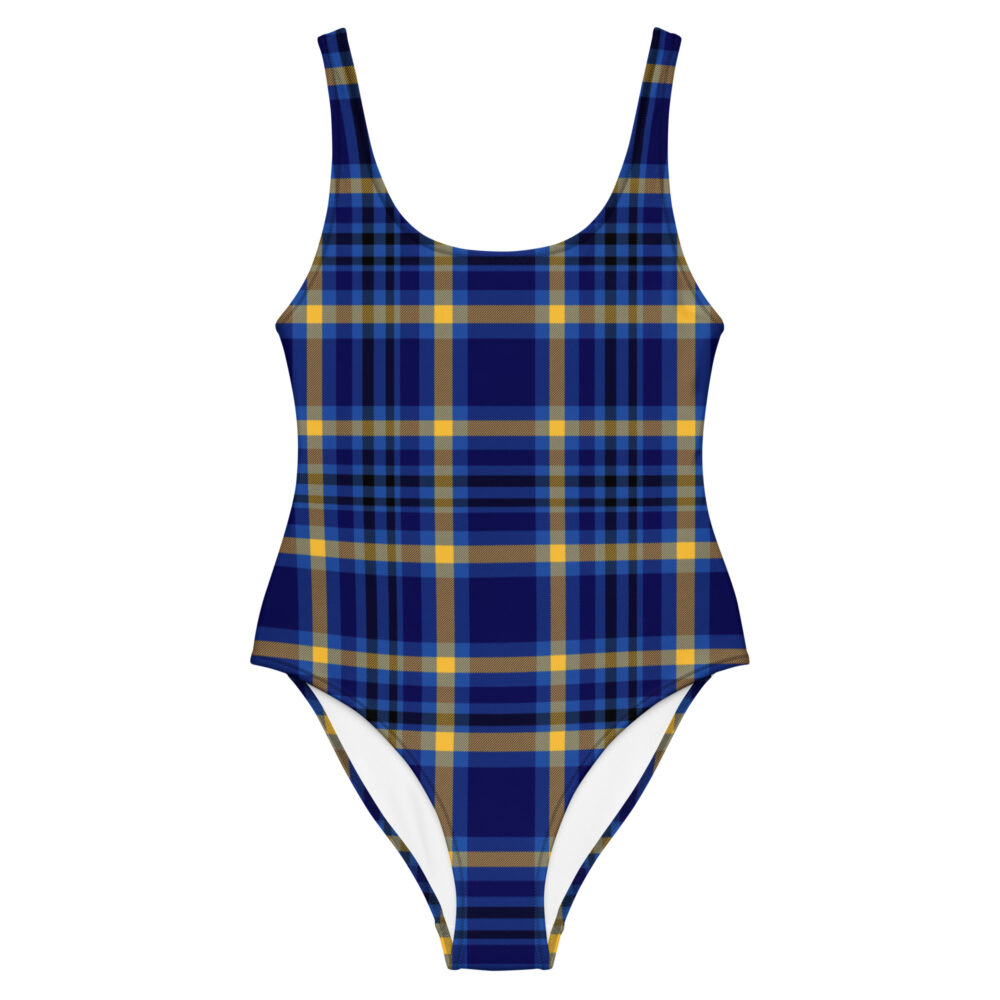 The Tartan Series (Yellow and Blue) Swimsuit blue yellow front art concierge clothing jpg