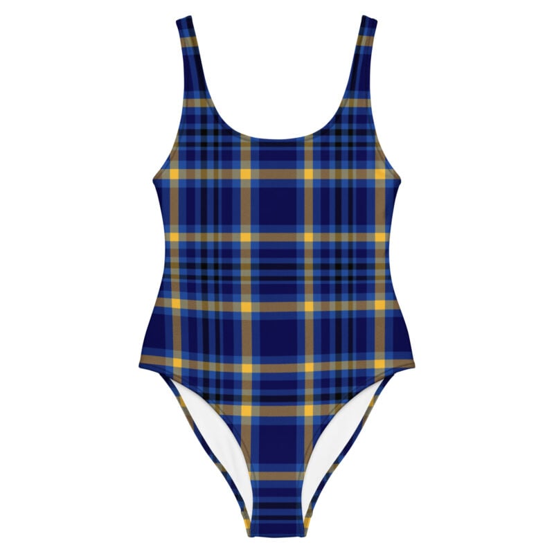 The Tartan Series (Yellow and Blue) Swimsuit blue yellow front art concierge clothing jpg