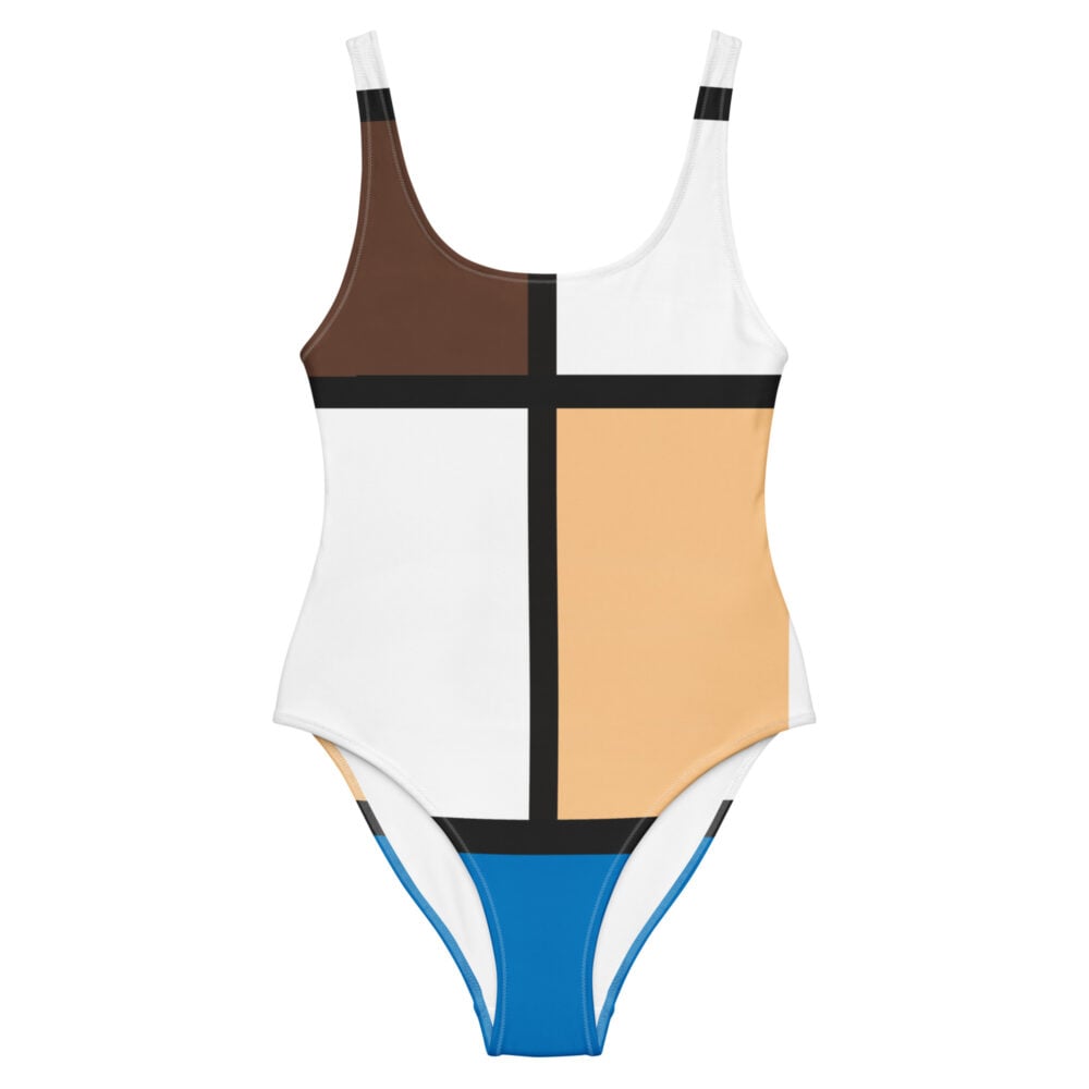 The Art Series (Ode to Saint Laurent) 1 One-Piece Swimsuit brown skin tone blue black white front art concierge clothing jpg