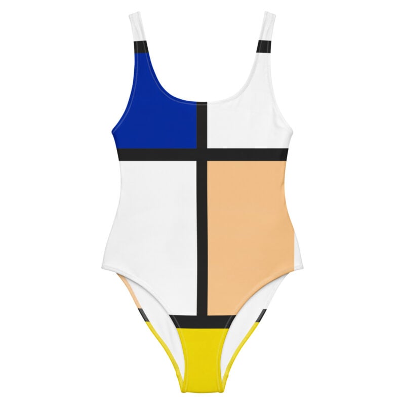 The Art Series (Ode to Saint Laurent) 2 One-Piece Swimsuit blue skin tone yellow black white front art concierge clothing jpg The Art Series (Ode to Saint Laurent) 2 One-Piece Swimsuit blue skin tone yellow black white front art concierge clothing jpg