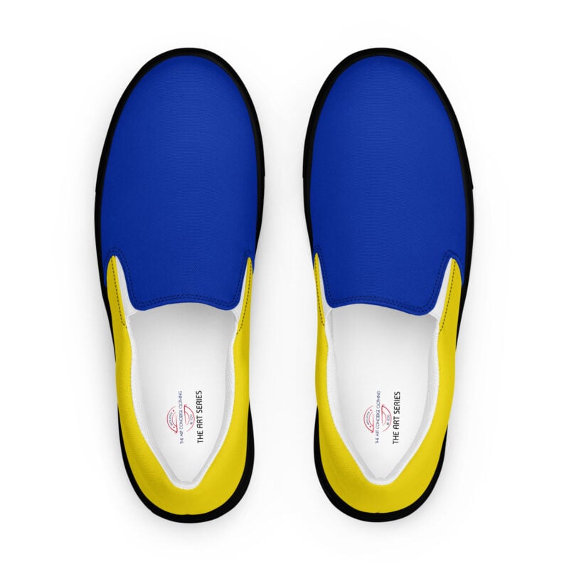 The Art Series (Ode to Saint Laurent) 2 Women’s Slip-on Canvas Shoes blue yellow black front art concierge clothing jpg The Art Series (Ode to Saint Laurent) 2 Women’s Slip-on Canvas Shoes blue yellow black front art concierge clothing jpg
